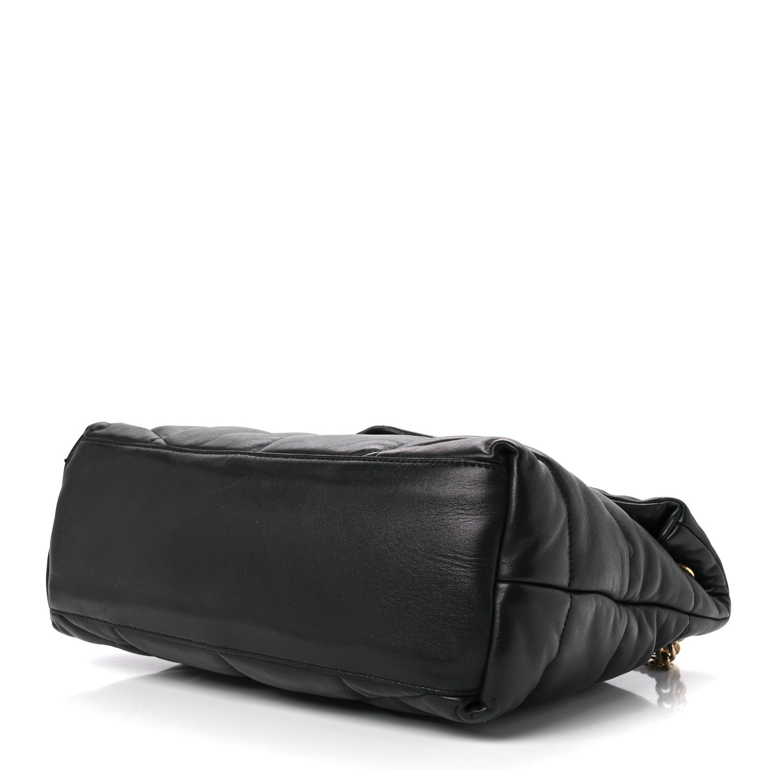 Saint Laurent Lambskin Quilted Medium Loulou Puffer Monogram Chain Satchel Black 10 of 12