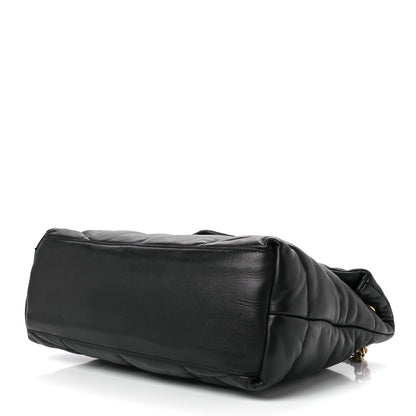Saint Laurent Lambskin Quilted Medium Loulou Puffer Monogram Chain Satchel Black 10 of 12