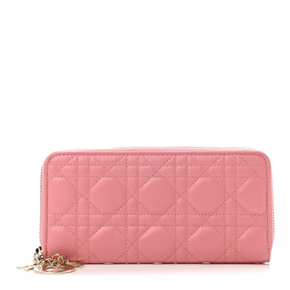 Christian Dior Lambskin Cannage Lady Dior Voyageur Wallet Pink 1 of 4