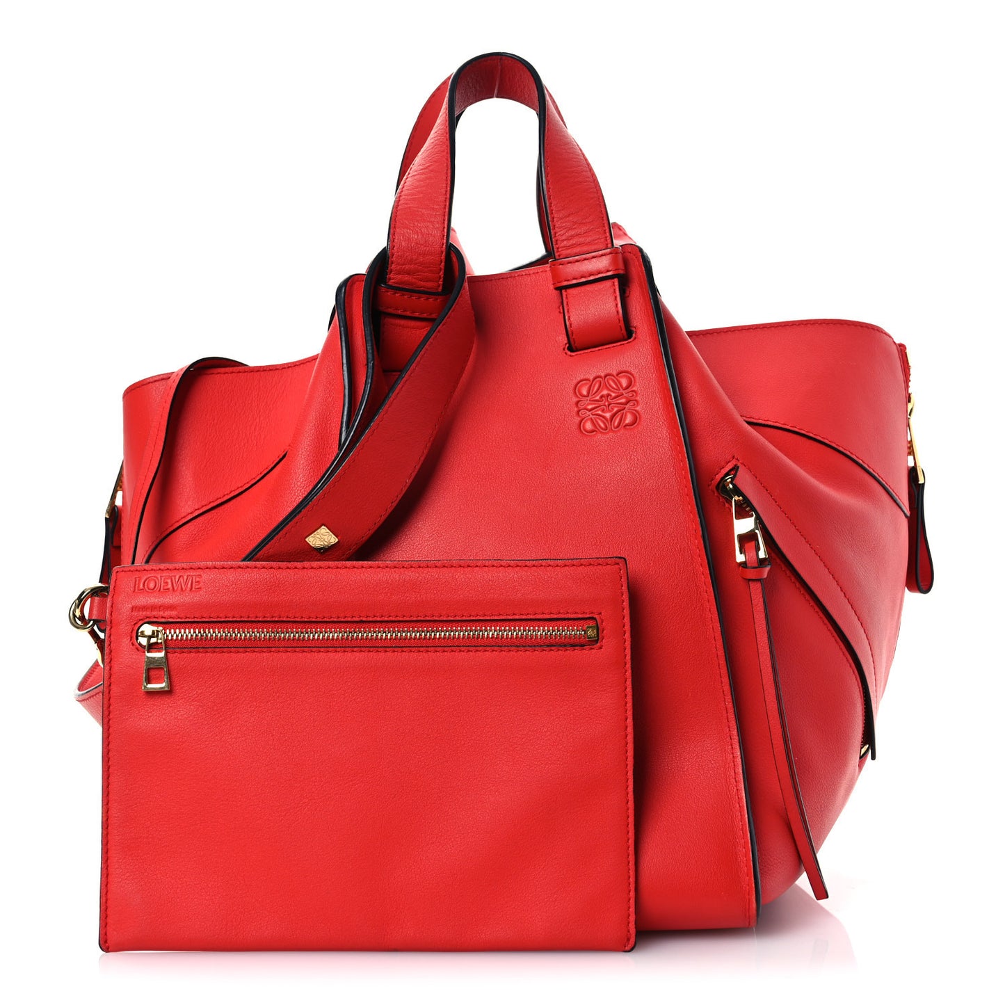 Calfskin Medium Hammock Shoulder Bag Scarlet Red