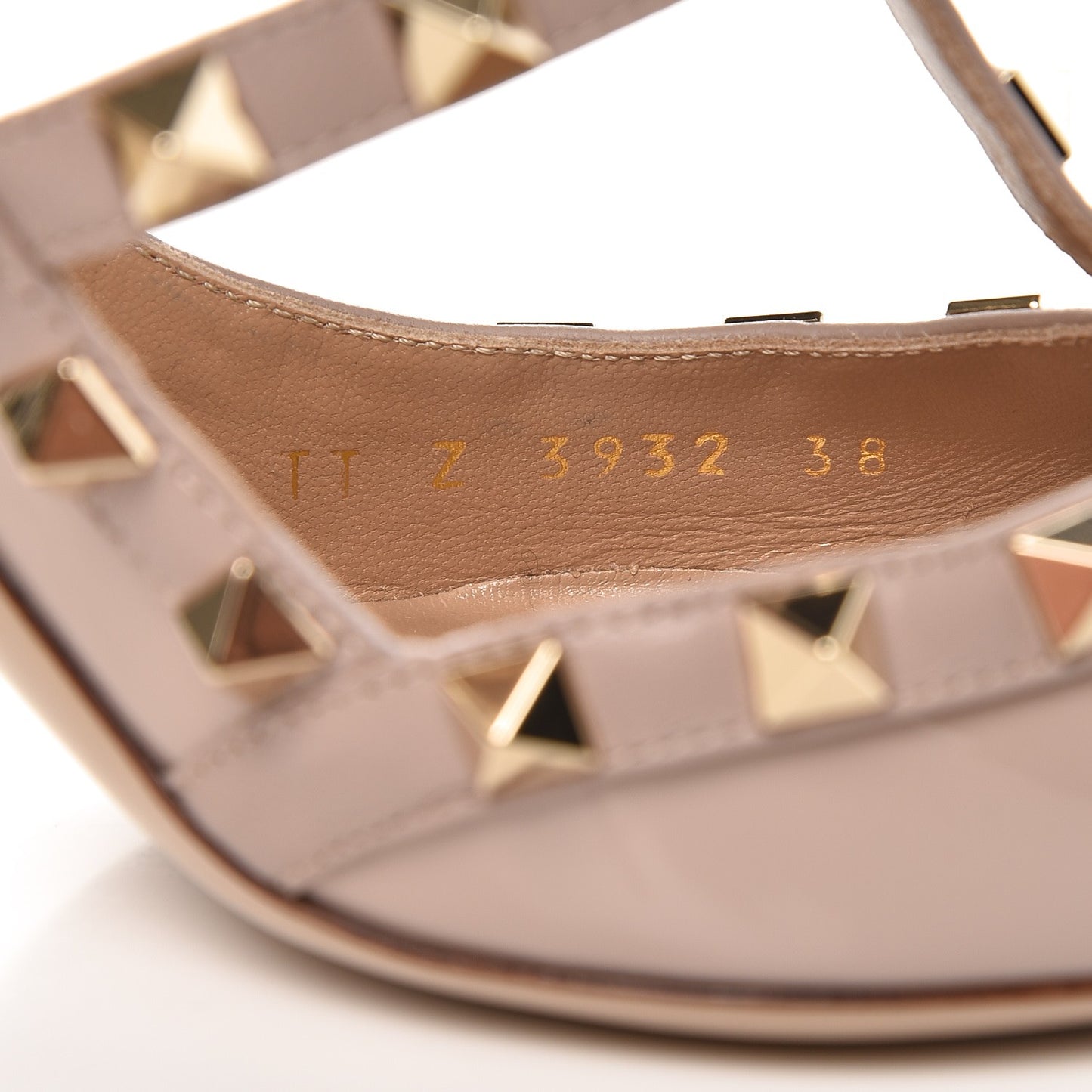 Patent Nappa Rockstud Ankle Strap 100mm Pumps 38 Poudre