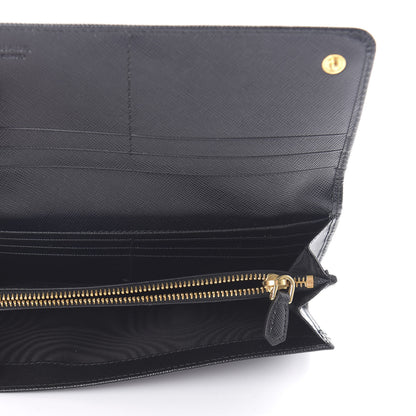 Prada Saffiano Metal Continental Flap Wallet Black 5 of 10