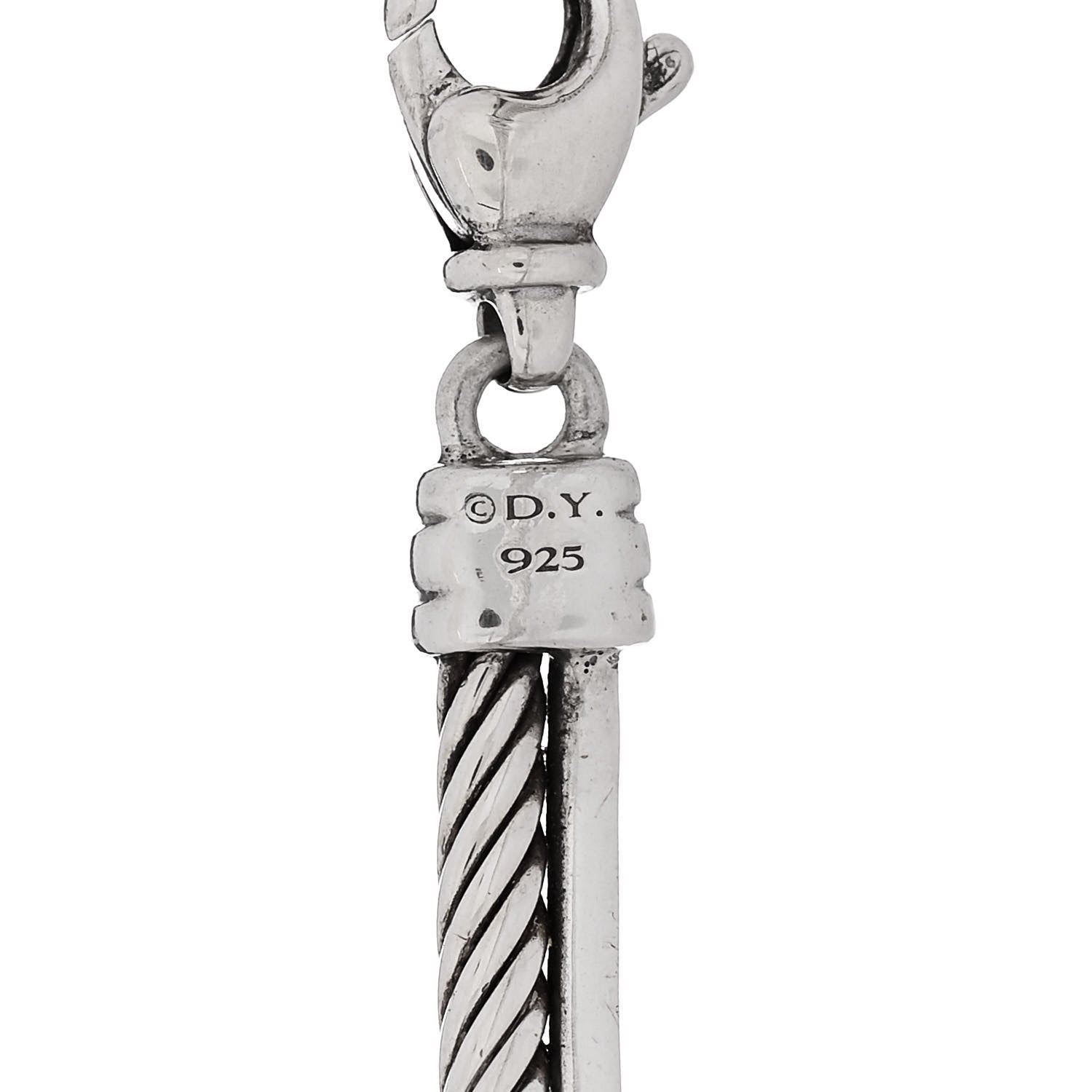 David Yurman Sterling Silver Diamond 3mm Crossover Bracelet 3 of 3
