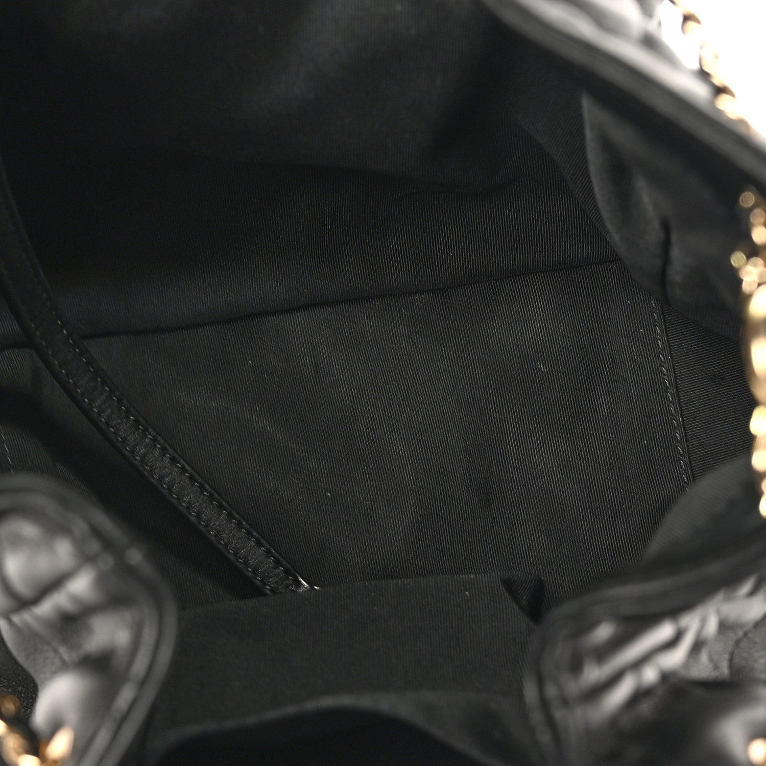 Chanel Lambskin Quilted Chain Drawstring Bag  Black 5 of 10