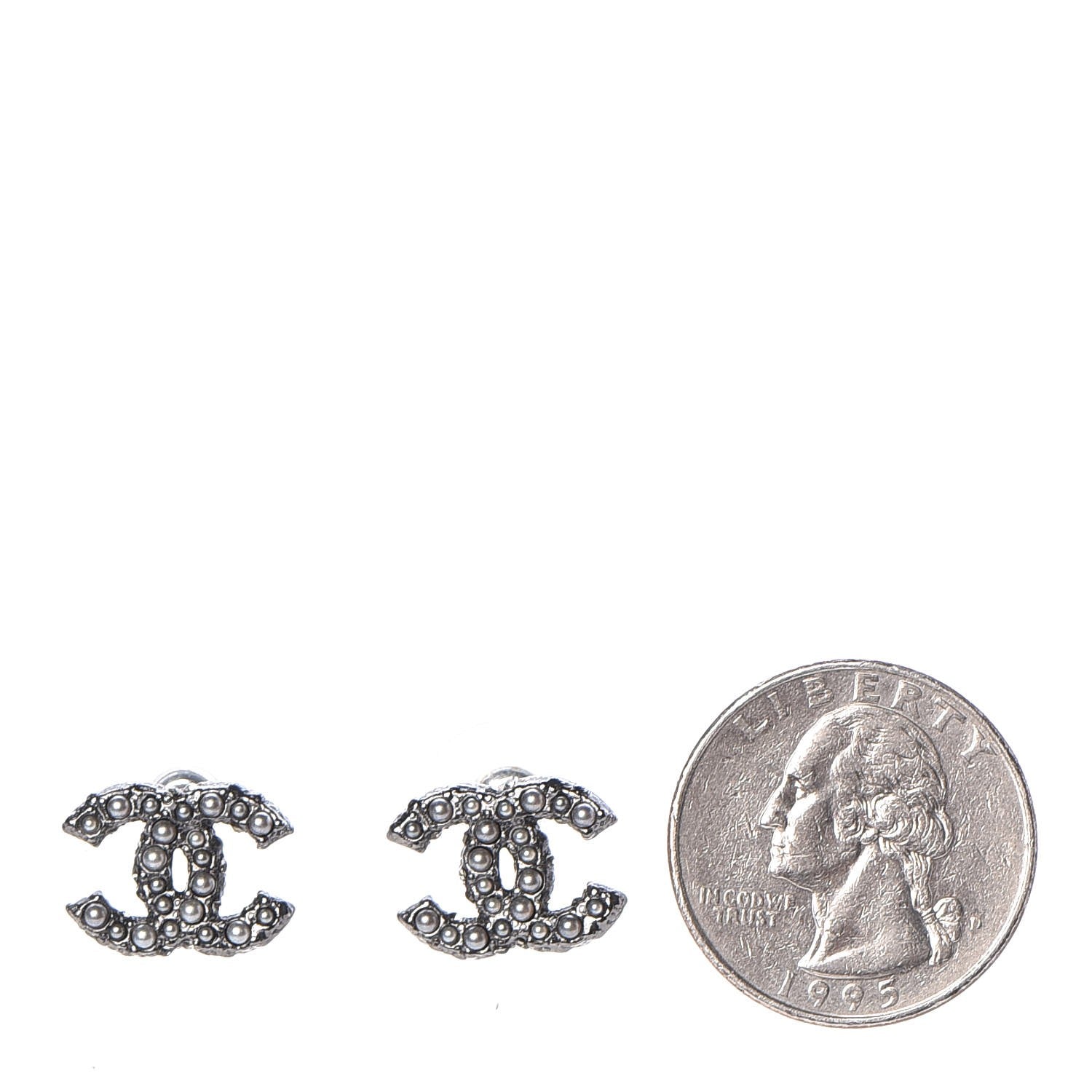 Chanel Pearl CC Earrings Ruthenium 2 of 4