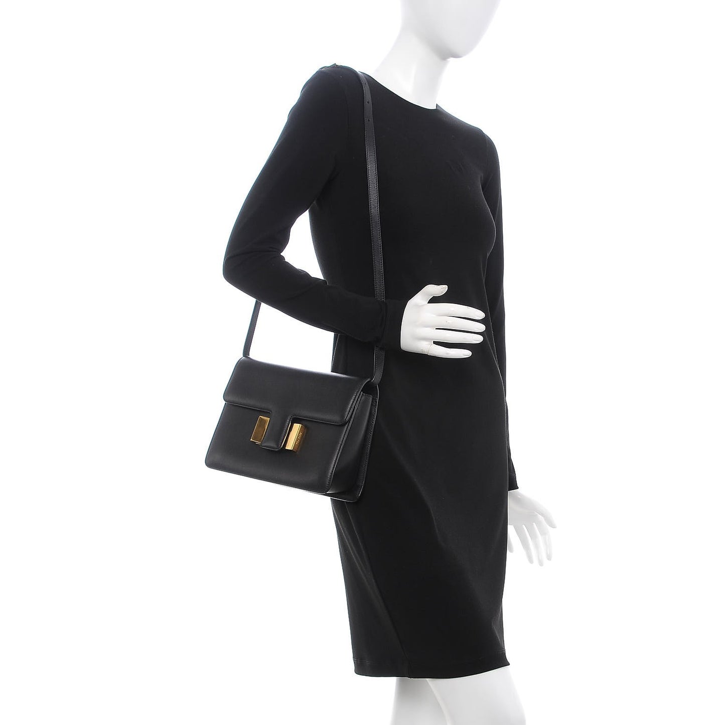 Calfskin Medium Sienna Crossbody Bag Black