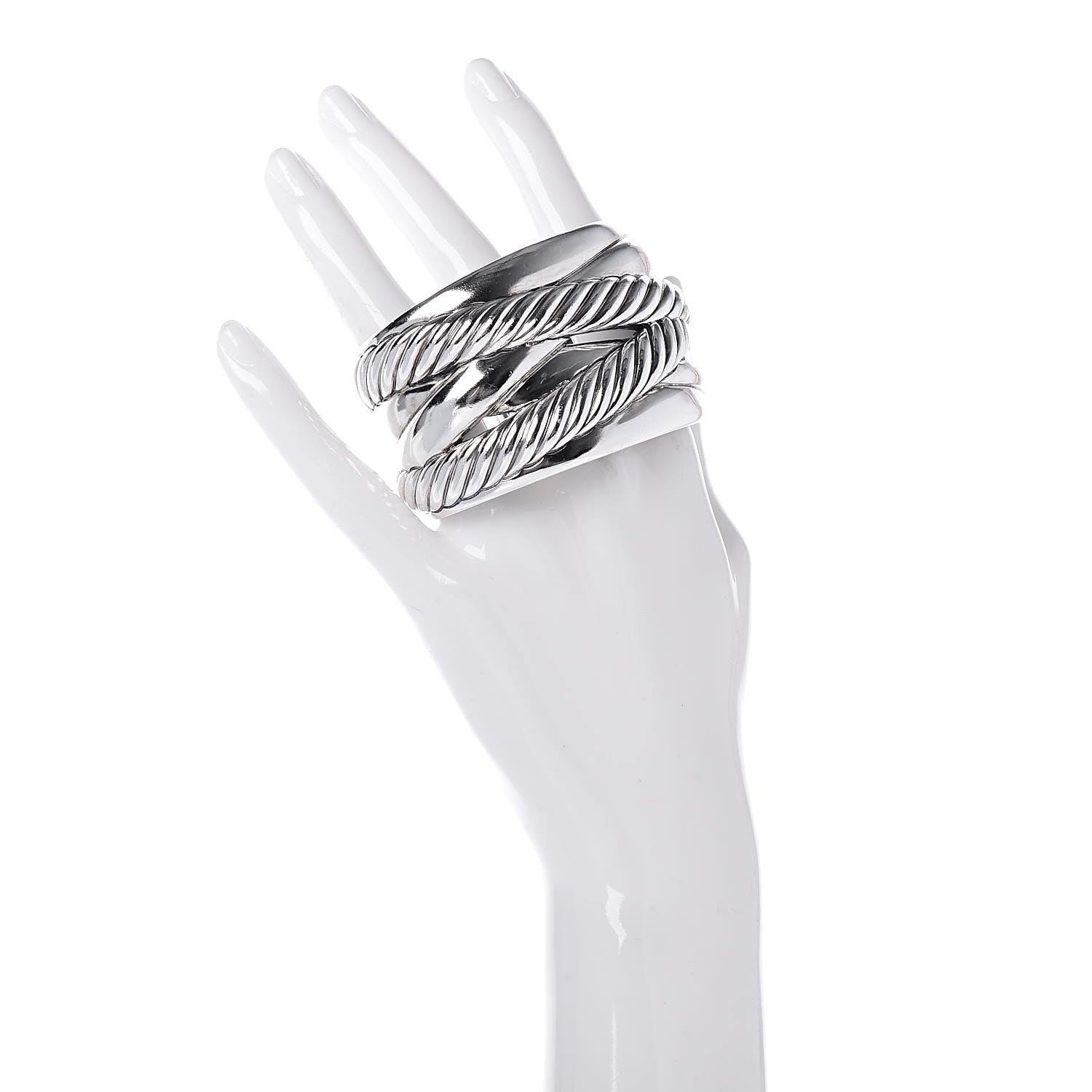 David Yurman Sterling Silver Crossover Cuff Bracelet 2 of 5