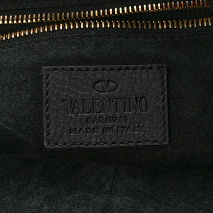Valentino Garavani Grained Calfskin C Rockee Scarab Fringe Shoulder Bag Black 6 of 10
