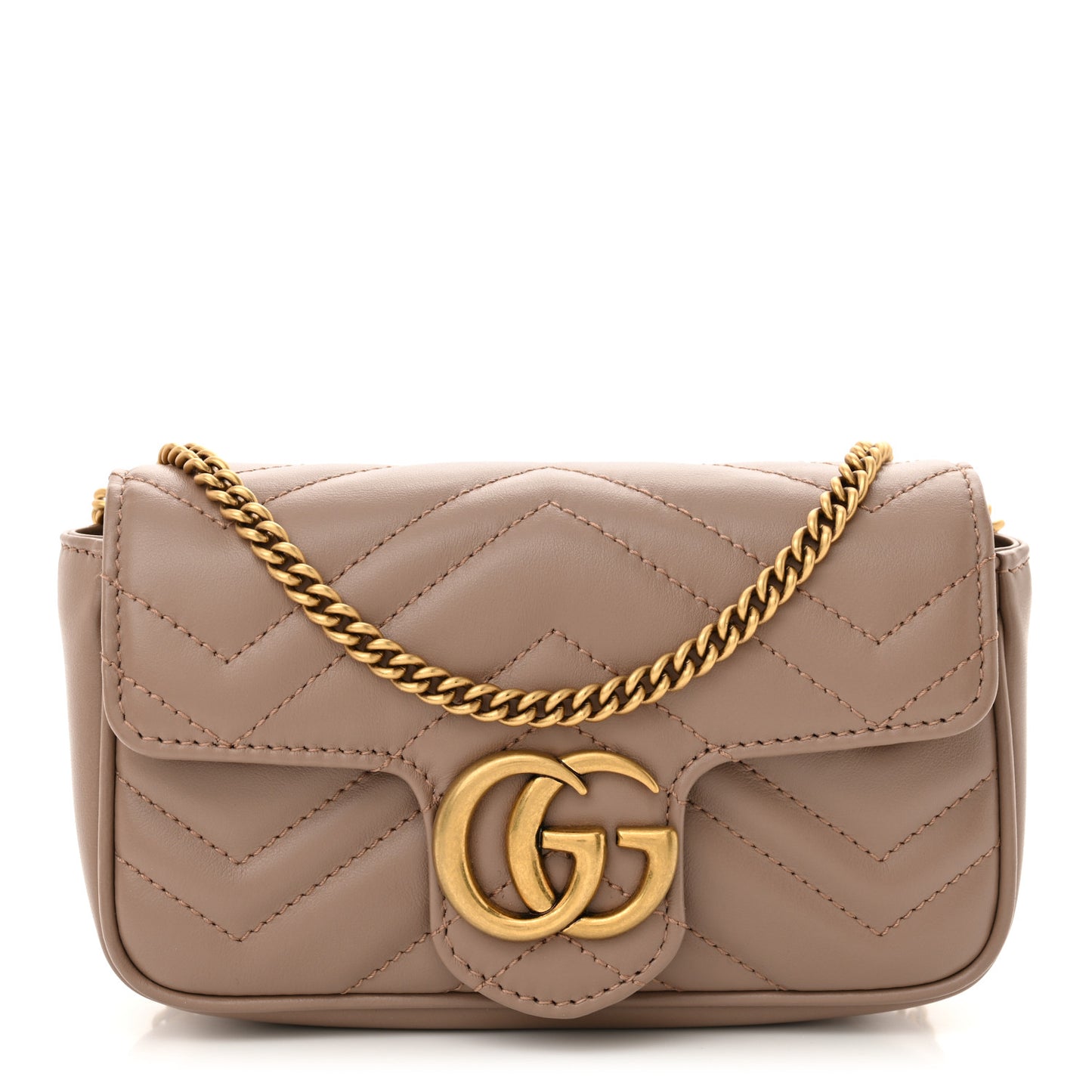 Calfskin Matelasse Super Mini GG Marmont Shoulder Bag Porcelain Rose