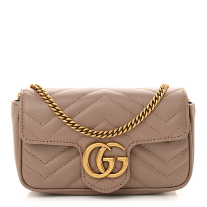 Gucci Calfskin Matelasse Super Mini GG Marmont Shoulder Bag Porcelain Rose 1 of 11