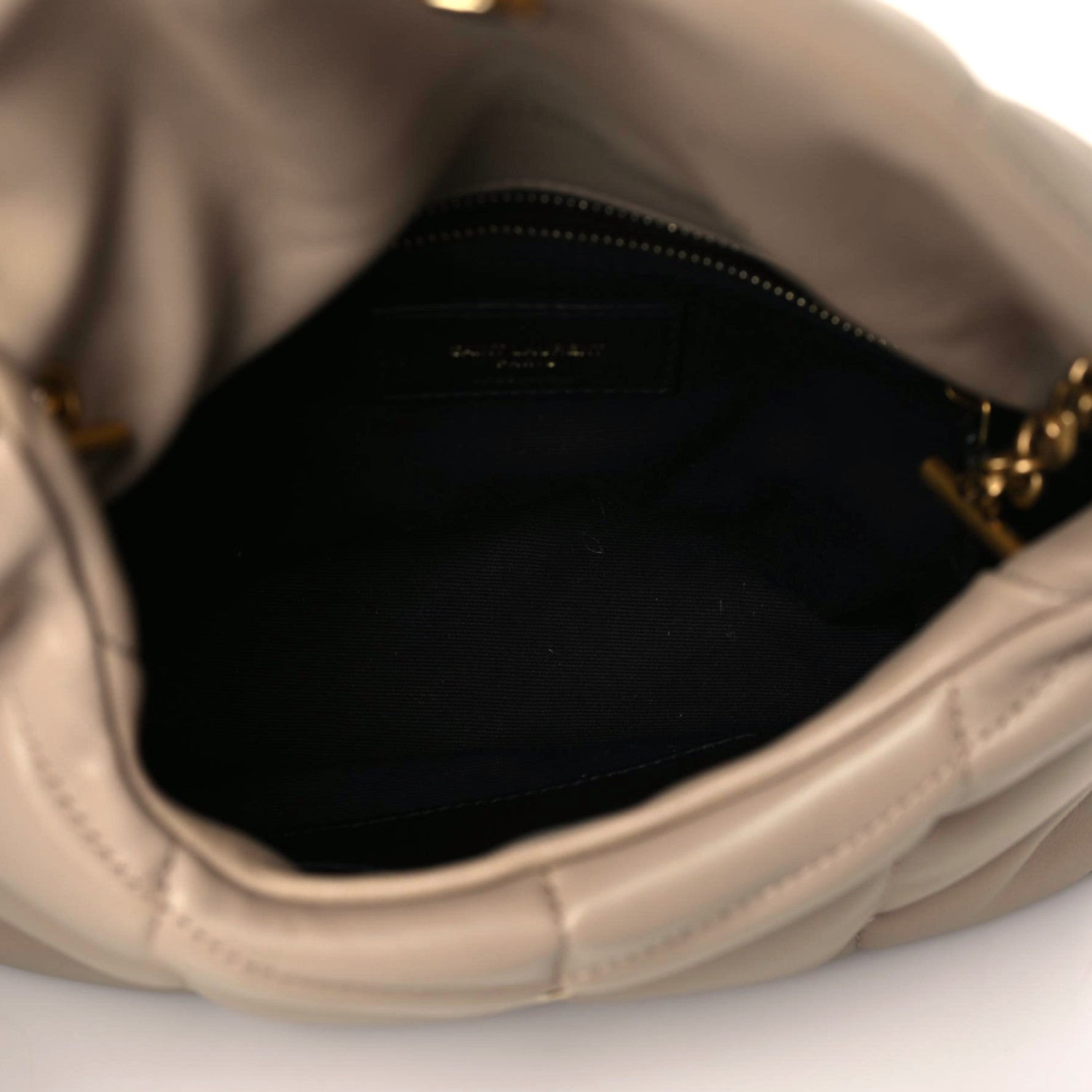 Saint Laurent Lambskin Quilted Toy Loulou Puffer Monogram Chain Satchel Dark Beige 4 of 10