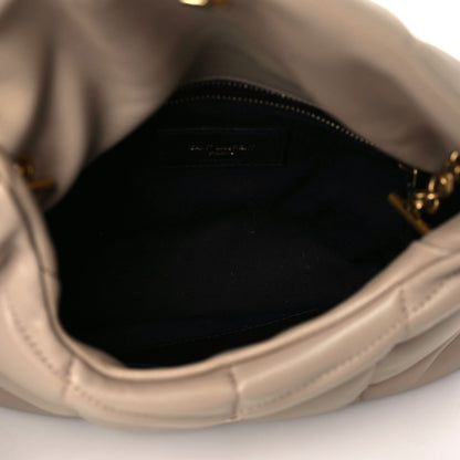 Saint Laurent Lambskin Quilted Toy Loulou Puffer Monogram Chain Satchel Dark Beige 4 of 10