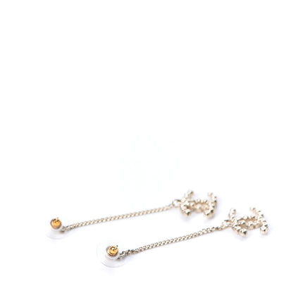 Chanel Crystal CC Drop Earrings Pink Grey Gold 3 of 4