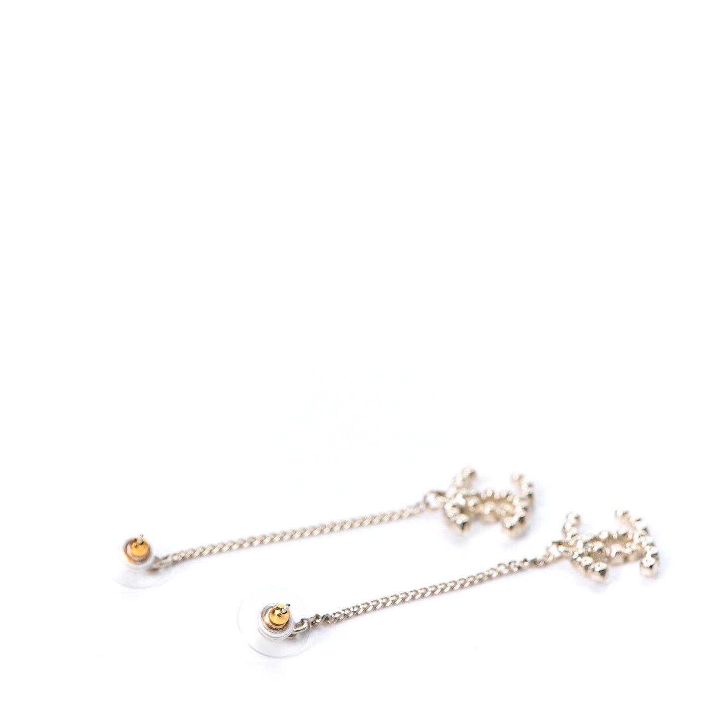 Crystal CC Drop Earrings Pink Grey Gold