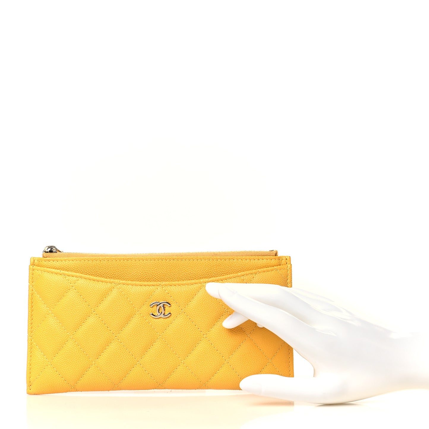 Caviar Quilted Classic Zip Pouch Yellow
