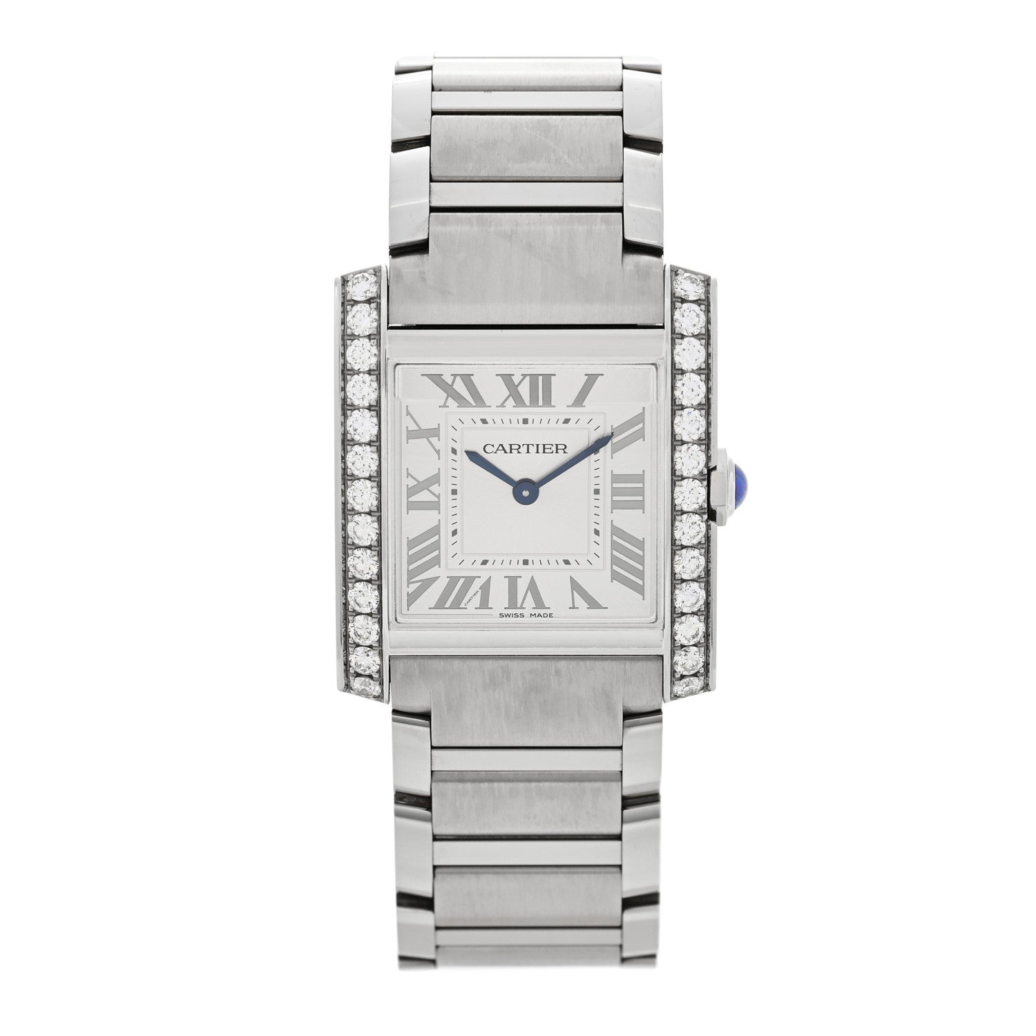 Cartier Stainless Steel Diamond Bezel 28mm Tank Francaise Quartz Watch 1 of 5