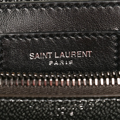 Saint Laurent Metallic Grain De Poudre Matelasse Chevron Monogram Medium College Bag Gunmetal 6 of 12