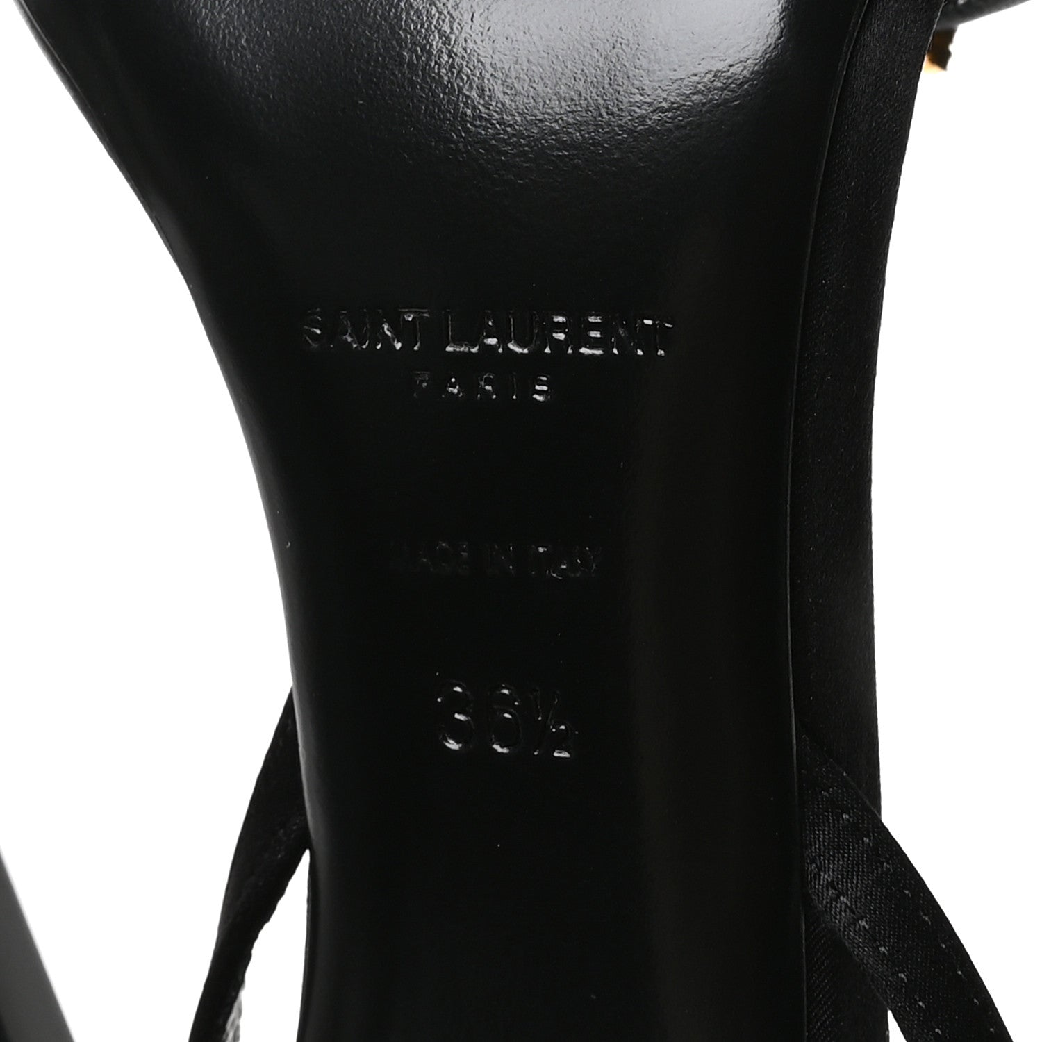 Saint Laurent Calfskin Satin Crystal Gippy 110 Sandals 36.5 Black 7 of 8