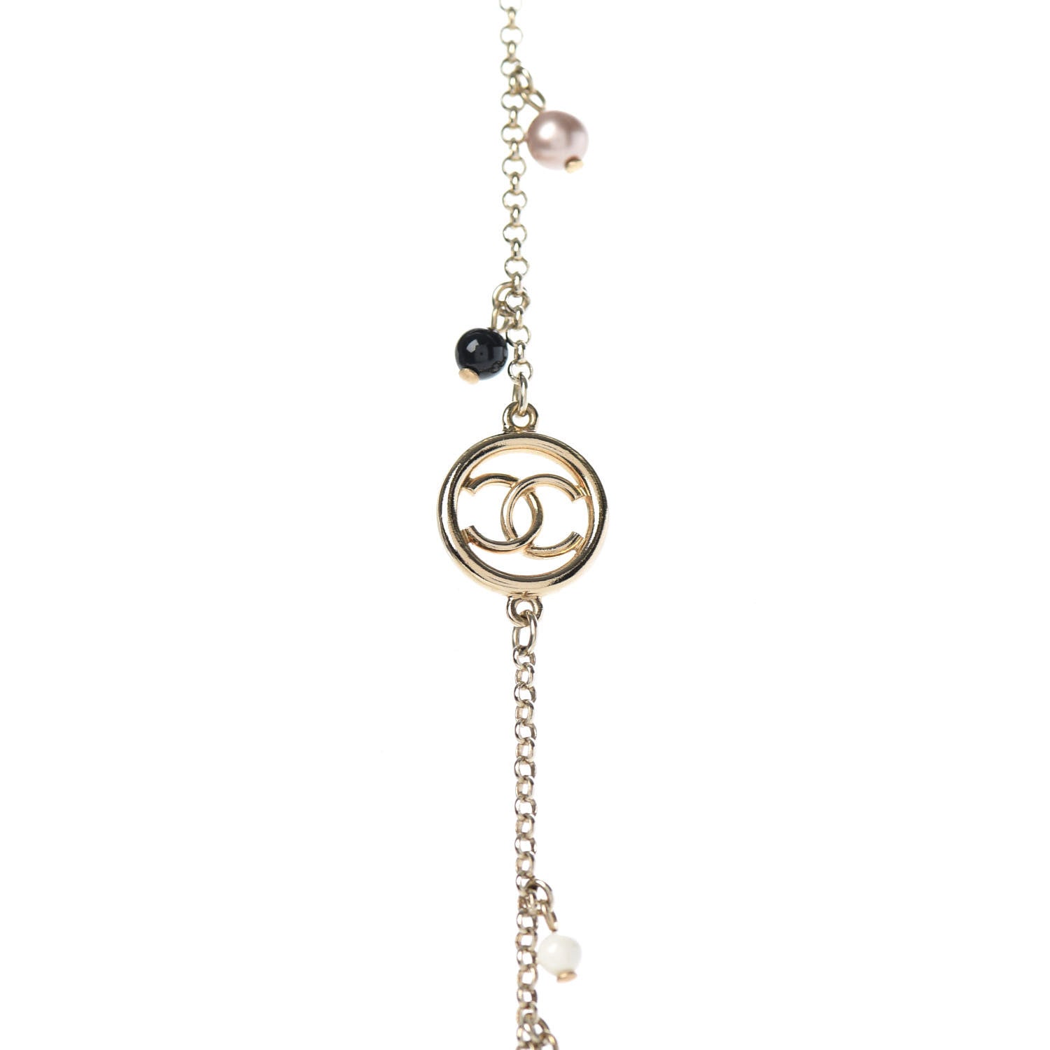 Chanel Resin Bead Pearl CC Necklace Gold 4 of 6