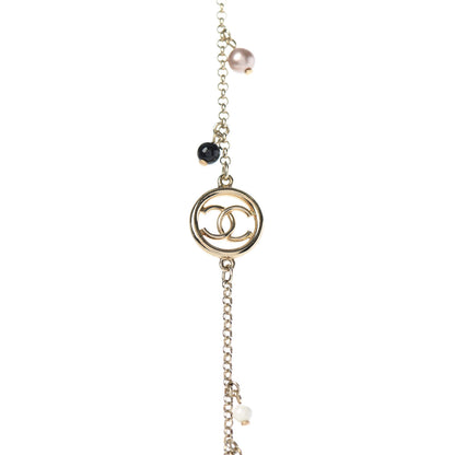 Chanel Resin Bead Pearl CC Necklace Gold 4 of 6