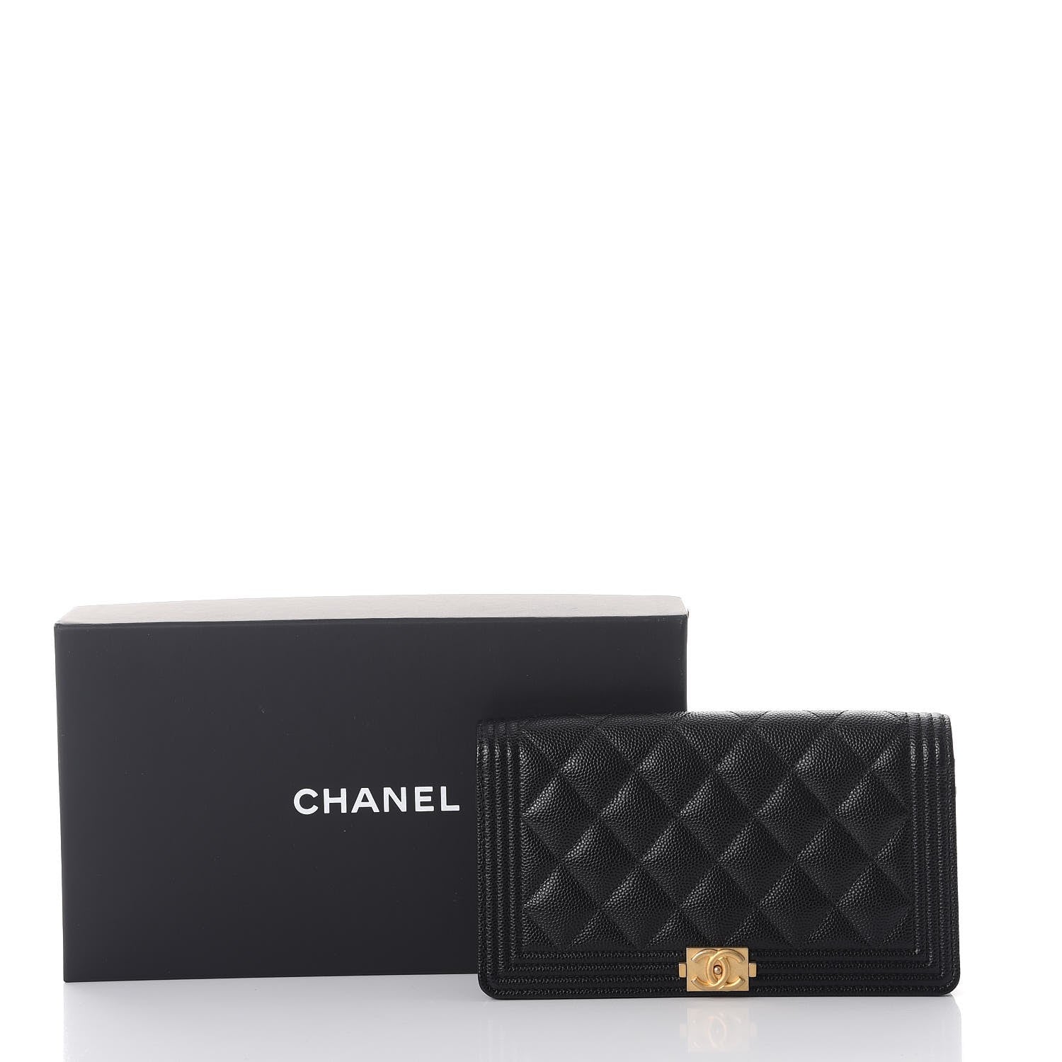 Chanel Caviar Quilted Boy Yen Wallet Black 9 of 9