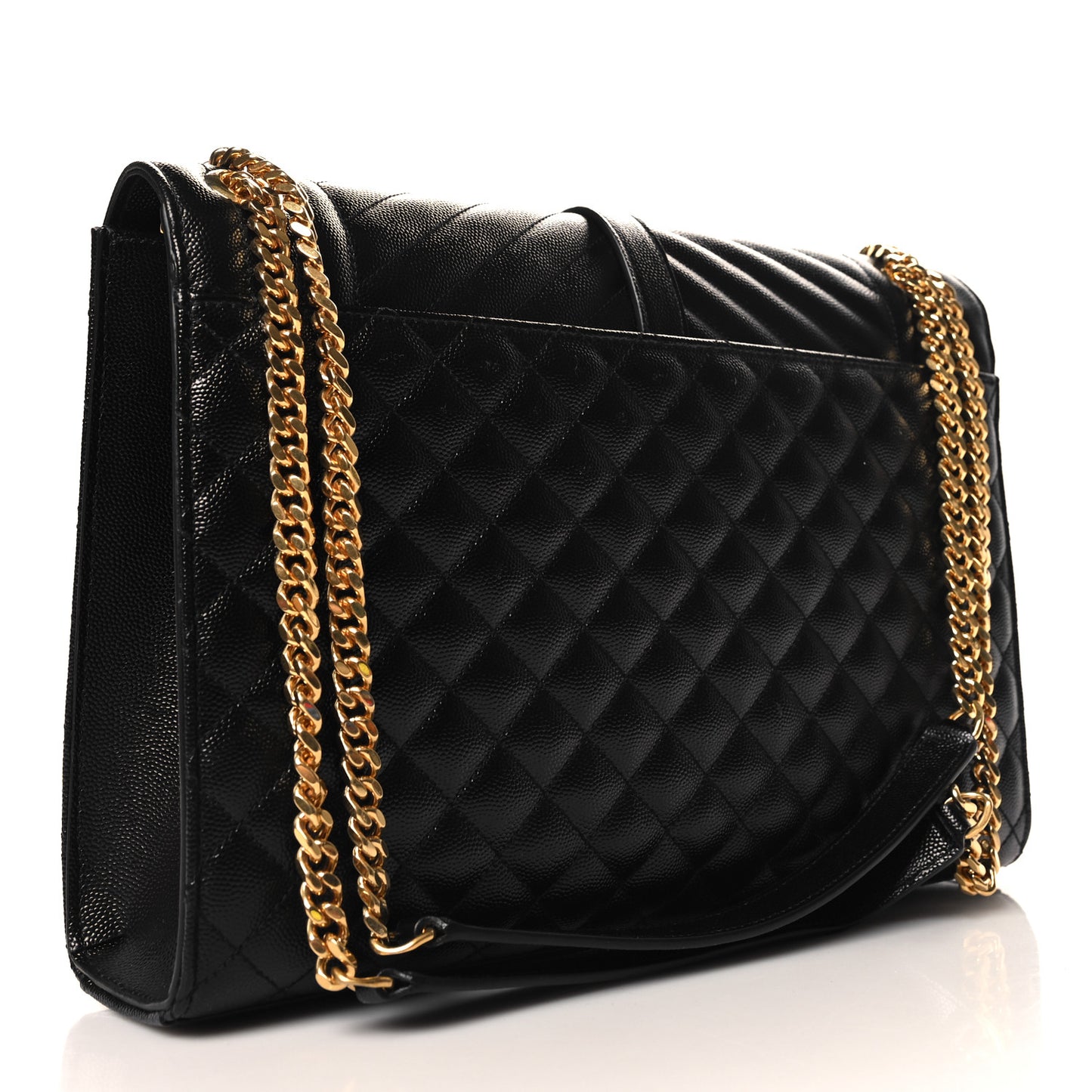 Grain De Poudre Textured Mixed Matelasse Large Triquilt Monogram Satchel Black