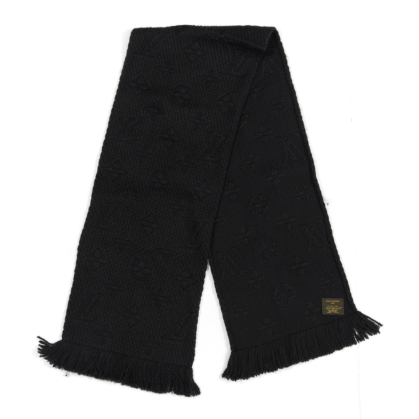 Wool Silk Logomania Scarf Charcoal Grey