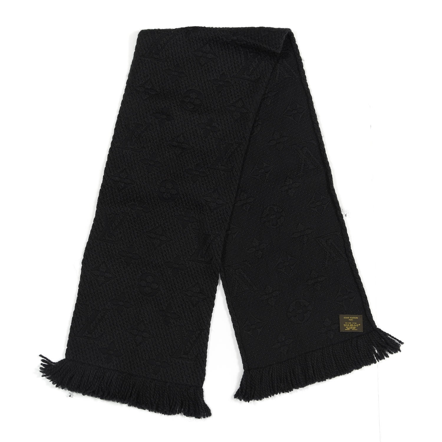 Louis Vuitton Wool Silk Logomania Scarf Charcoal Grey 2 of 3