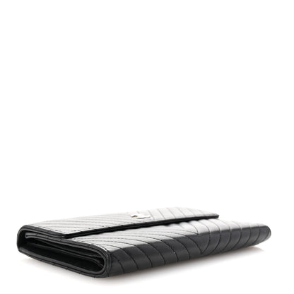 Chanel Cafskin Chevron Quilted Flap Wallet Black 4 of 8
