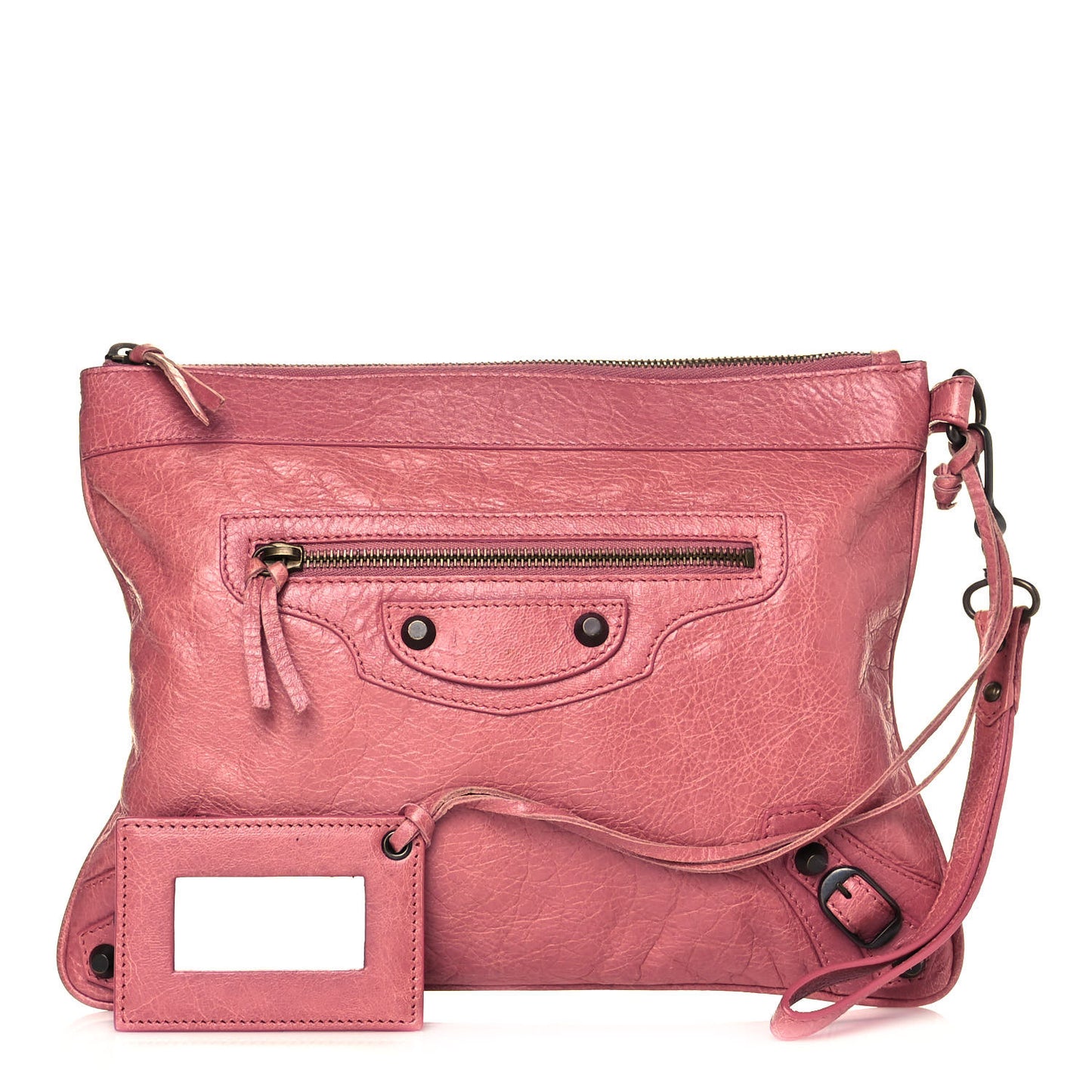 Agneau Classic Hardware Flat Handle Clutch Rose Bruyere
