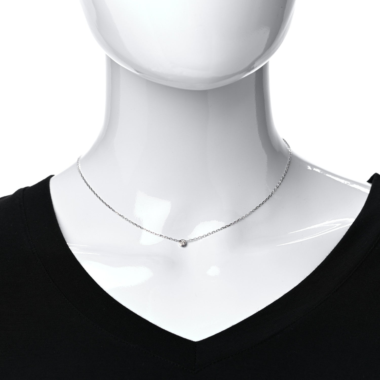 Cartier 18K White Gold Diamond SM D'Amour Pendant Necklace 2 of 5