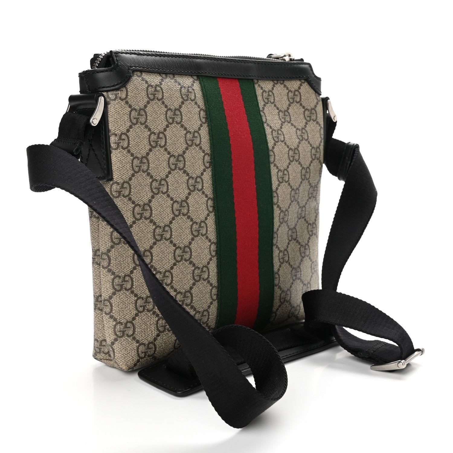 Gucci GG Supreme Monogram Web Messenger Bag Black 2 of 9