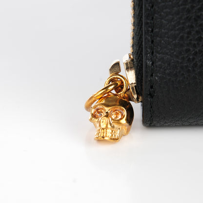 Alexander McQueen Pebbled Calfskin Skull Continental Zip Wallet Black 6 of 8