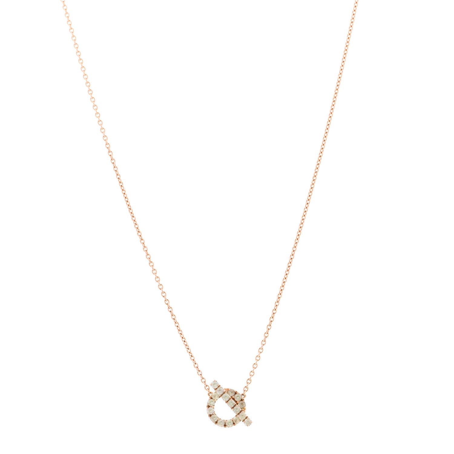 Hermes 18K Rose Gold Green Sapphire Finesse Pendant Necklace 1 of 6