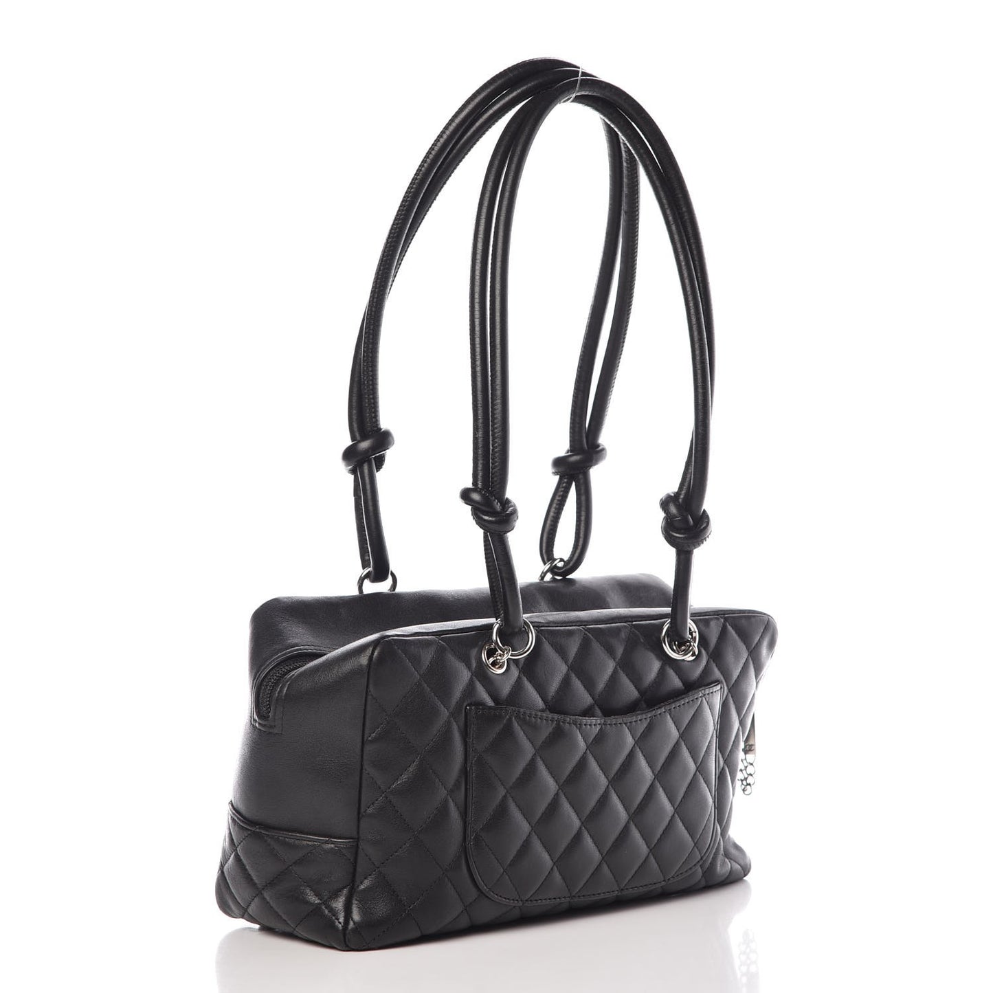 Calfskin Quilted Large Cambon Bowler Black White