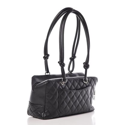 Chanel Calfskin Quilted Large Cambon Bowler Black White 3 of 9