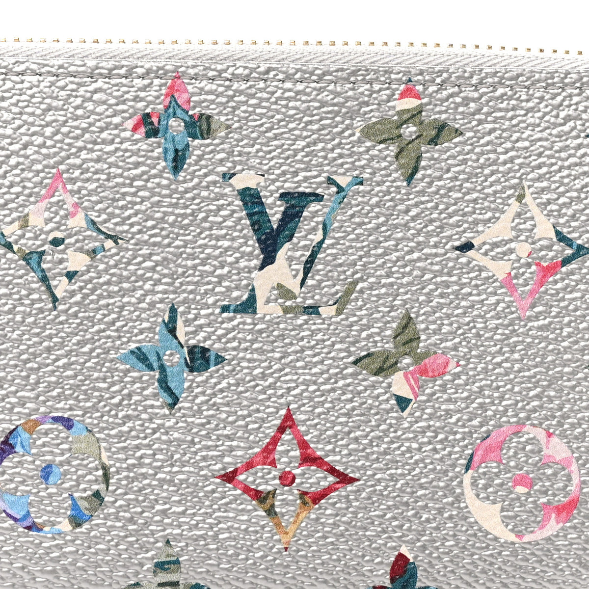 Metallic Monogram LV Garden Zippy Wallet Silver