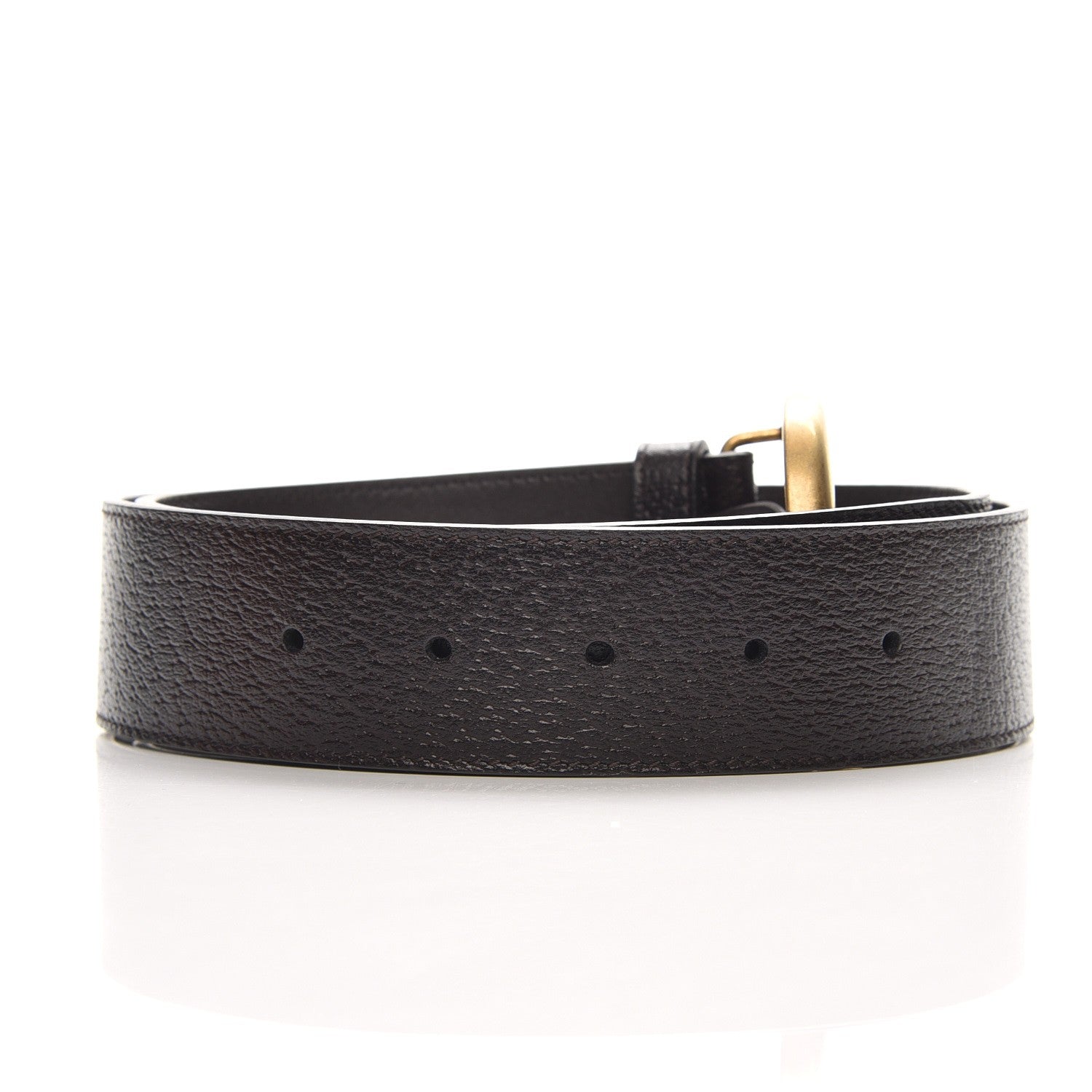 Gucci Textured Dollar Calfskin Double G 40mm Belt 75 30 Dark Cocoa 4 of 6