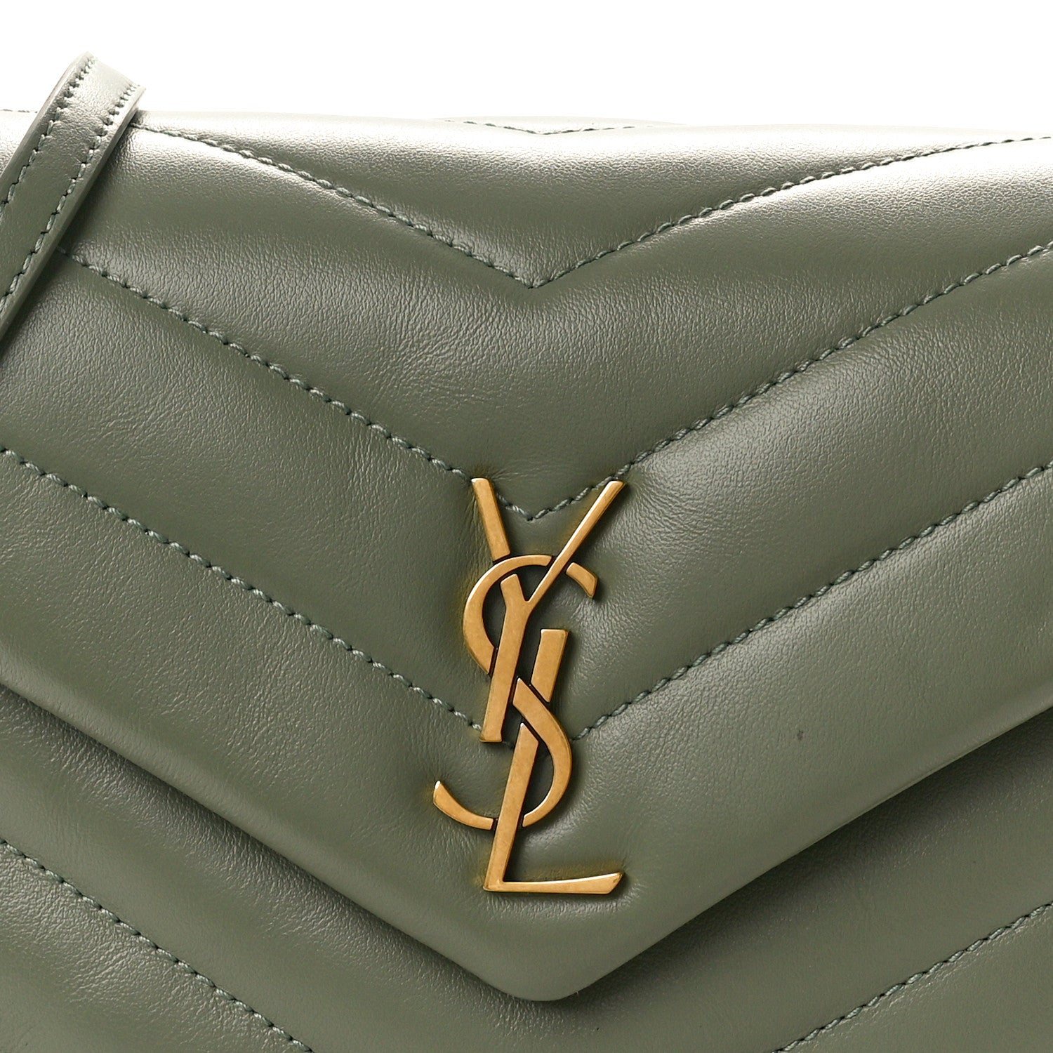 Saint Laurent Calfskin Y Quilted Monogram Toy Loulou Crossbody Bag Light Sage 8 of 10