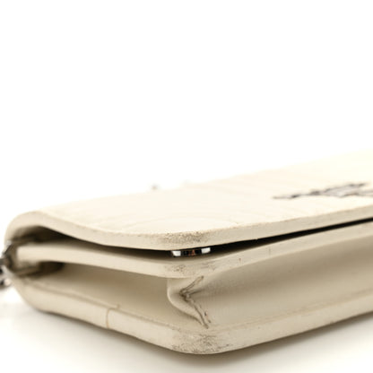 Prada Soft Calfskin Impunture Diagramme Chain Wallet White 8 of 12