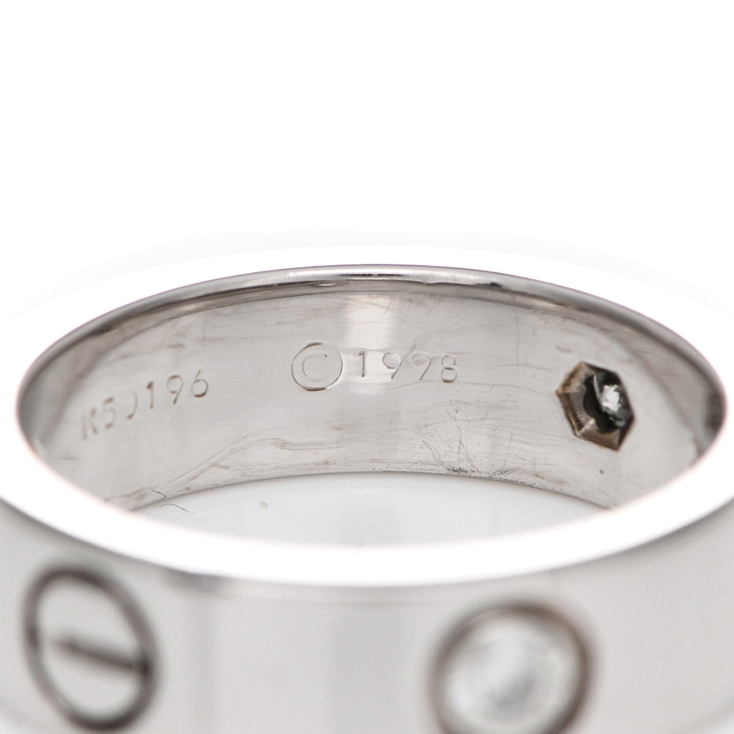 Cartier 18K White Gold 3 Diamond 5.5mm LOVE Ring 51 5.75 6 of 6
