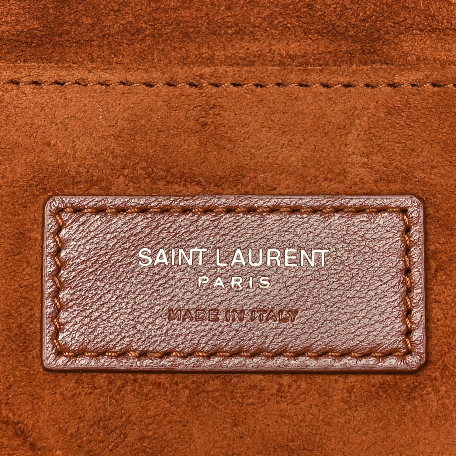 Saint Laurent Calfskin Rive Gauche Zipped Pouch Vintage Brown Gold 7 of 11