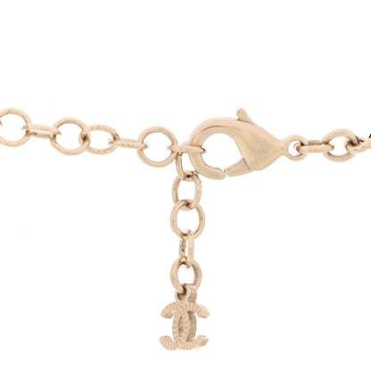 Chanel Metal Calfskin Crystal Double CC Short Necklace Black Gold 5 of 6