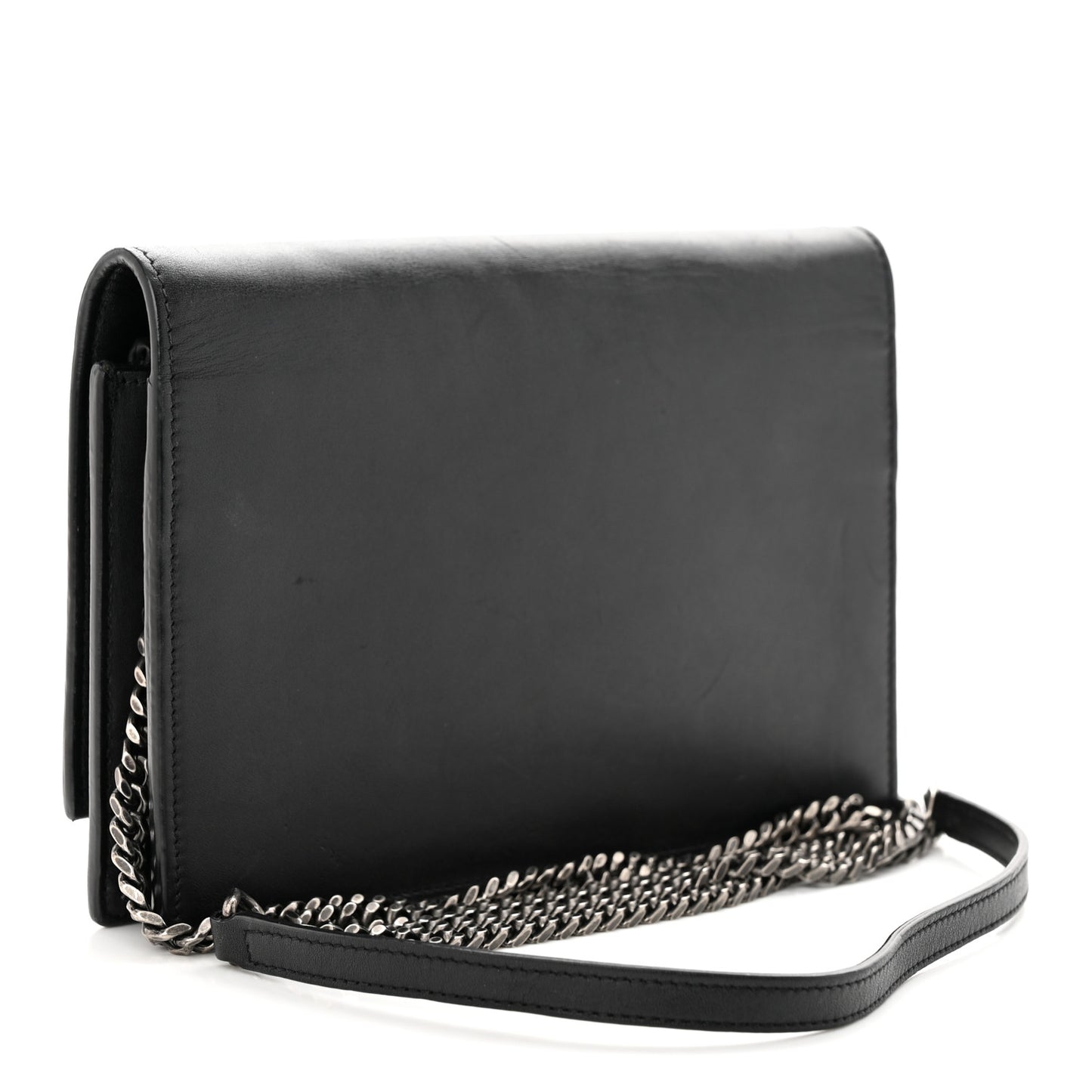 Smooth Calfskin Classic Monogram Pins Kate Tassel Chain Wallet Black