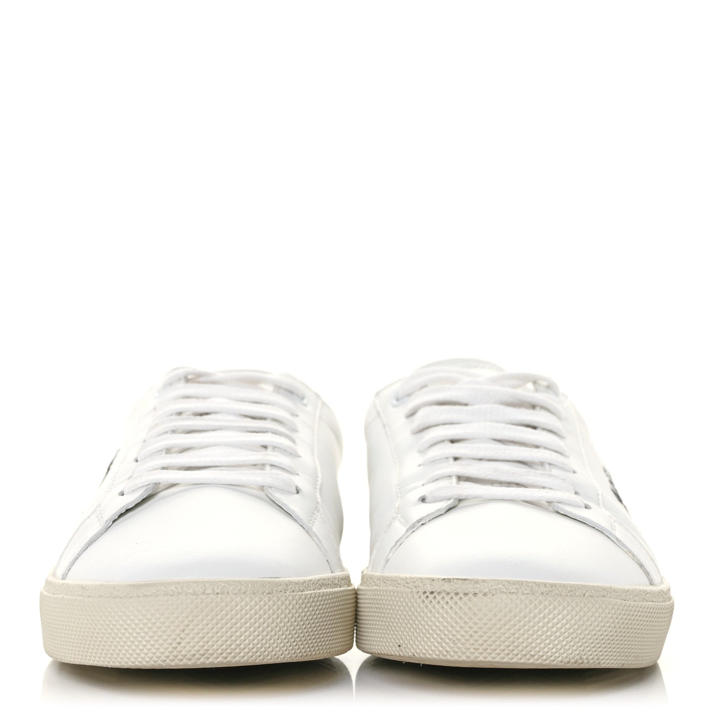 Calfskin Embroidered Court Classic Sneakers 38.5 White Black