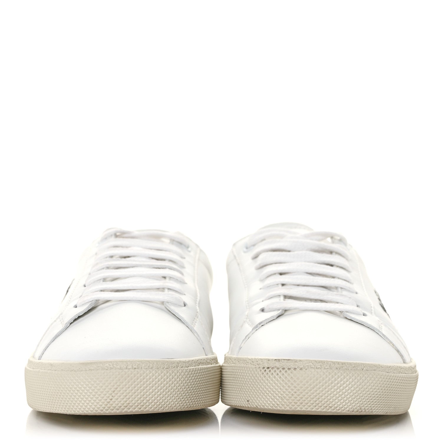 Saint Laurent Calfskin Embroidered Court Classic Sneakers 38.5 White Black 2 of 8