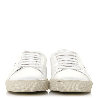 Saint Laurent Calfskin Embroidered Court Classic Sneakers 38.5 White Black 2 of 8