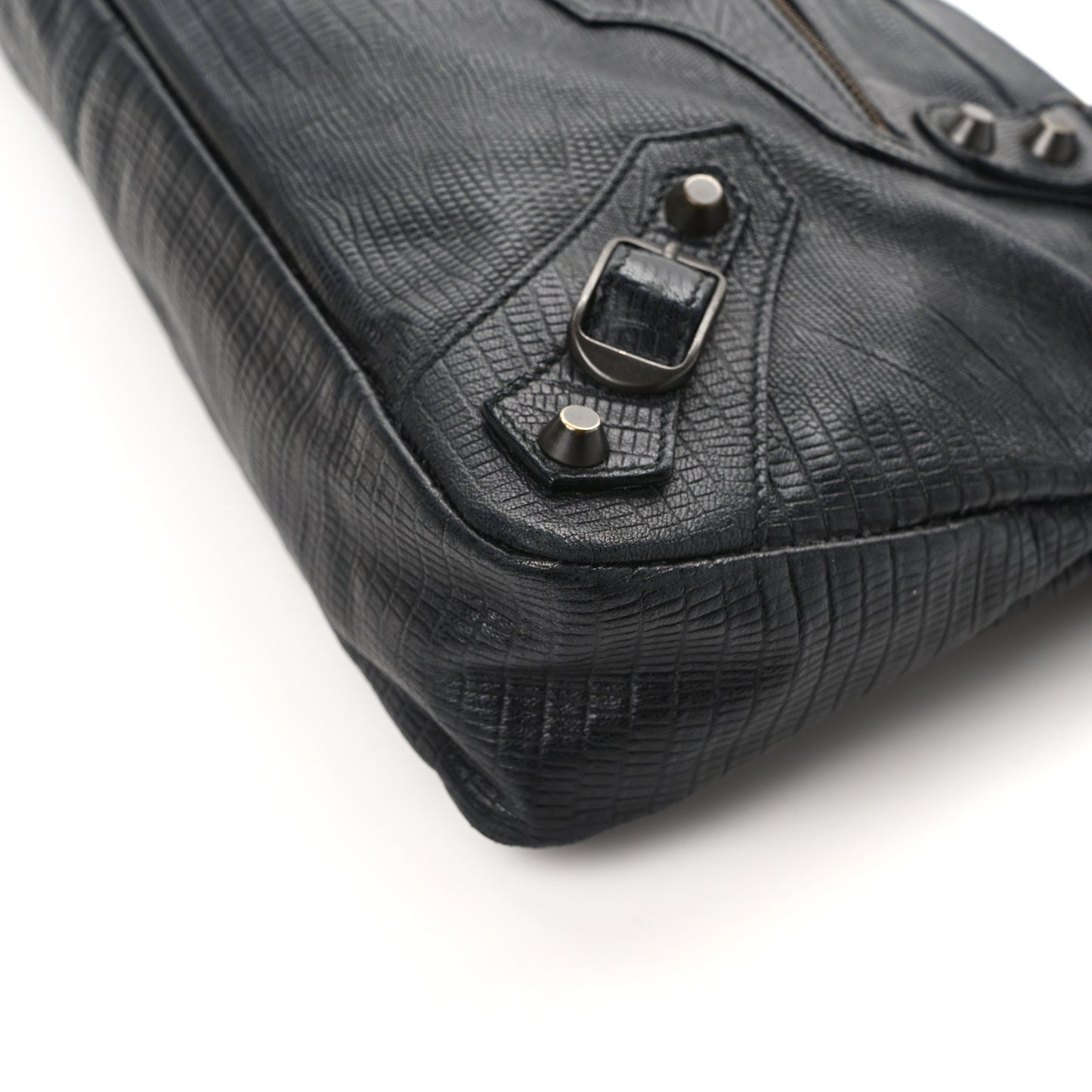 Calfskin Lizard Embossed Classic Hardware First Black