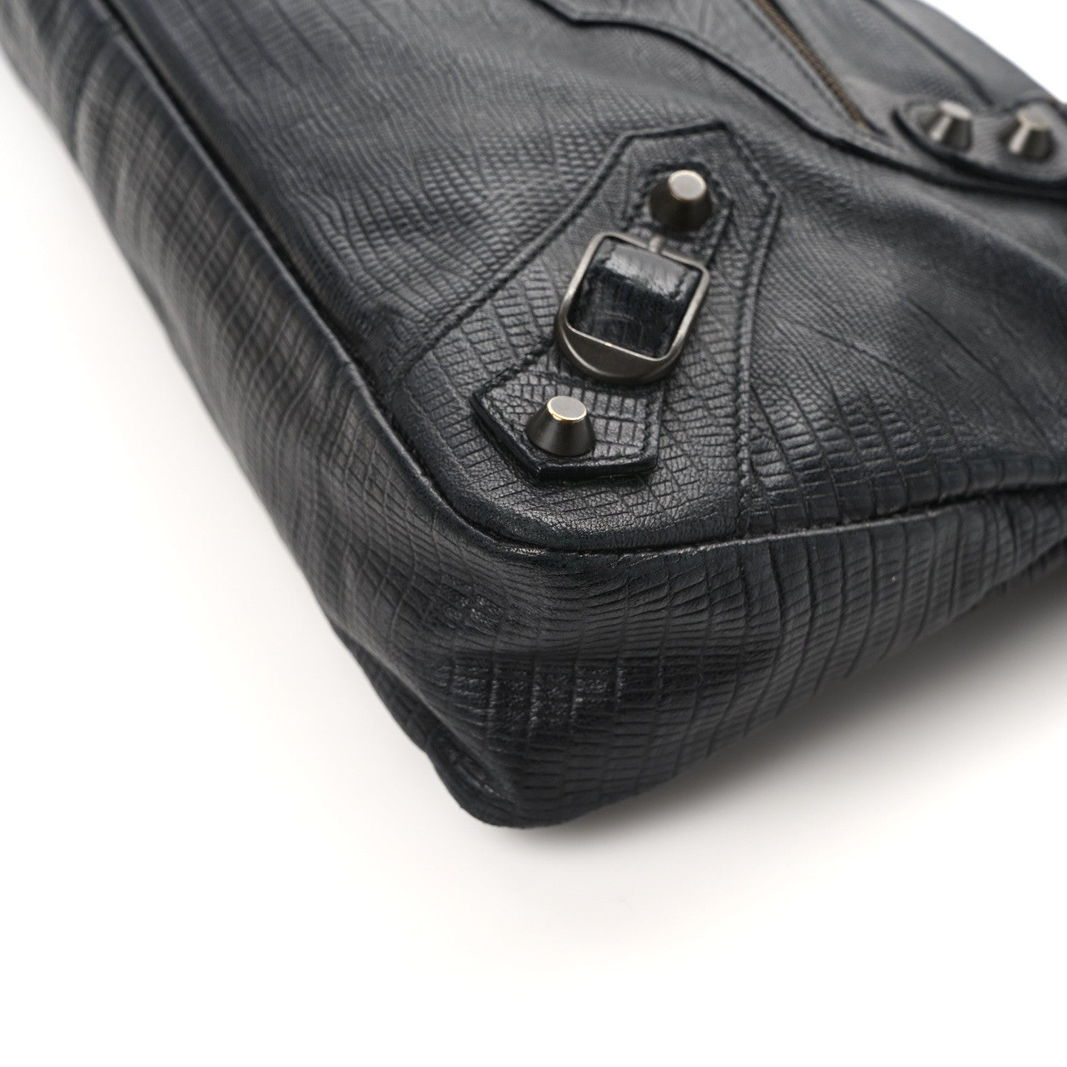 Balenciaga Calfskin Lizard Embossed Classic Hardware First Black 11 of 12