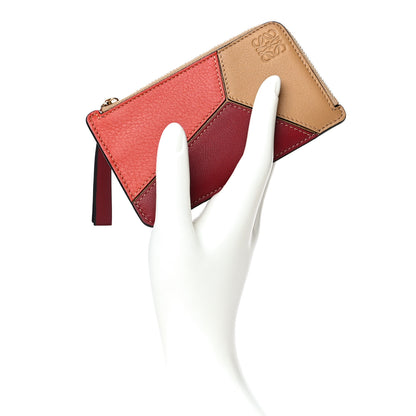 Loewe Calfskin Puzzle Colorblock Coin Card Holder Deep Red Dune 2 of 11